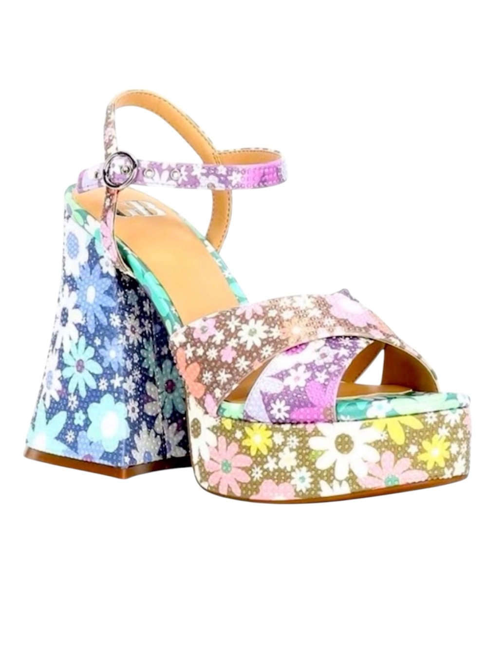 Gianni Bini Floral Rhinestone Platform Sandals feature: